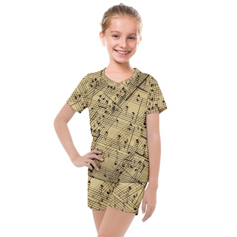 Music Nuts Sheet Kids  Mesh Tee And Shorts Set by Mariart