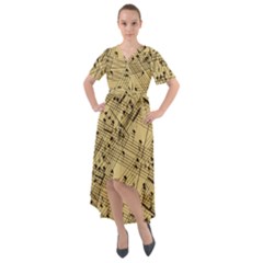 Music Nuts Sheet Front Wrap High Low Dress