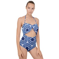 Indigo Hexagons Scallop Top Cut Out Swimsuit by VeataAtticus