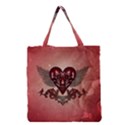 Awesome Heart With Skulls And Wings Grocery Tote Bag View1