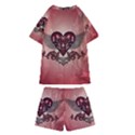 Awesome Heart With Skulls And Wings Kids  Swim Tee and Shorts Set View2