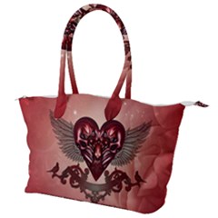 Awesome Heart With Skulls And Wings Canvas Shoulder Bag by FantasyWorld7