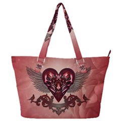 Awesome Heart With Skulls And Wings Full Print Shoulder Bag by FantasyWorld7