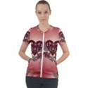 Awesome Heart With Skulls And Wings Short Sleeve Zip Up Jacket View1