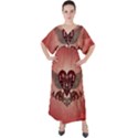 Awesome Heart With Skulls And Wings V-Neck Boho Style Maxi Dress View1