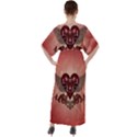 Awesome Heart With Skulls And Wings V-Neck Boho Style Maxi Dress View2