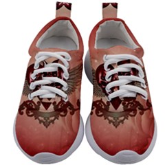 Awesome Heart With Skulls And Wings Kids Athletic Shoes