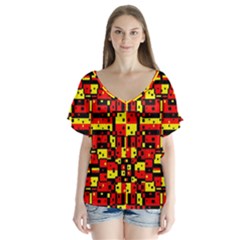 Rby 56 V-neck Flutter Sleeve Top by ArtworkByPatrick