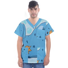 Fluffy Gaming Men s V-neck Scrub Top