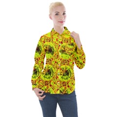 Cut Glass Beads Women s Long Sleeve Pocket Shirt