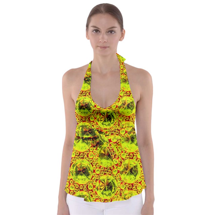 Cut Glass Beads Babydoll Tankini Top