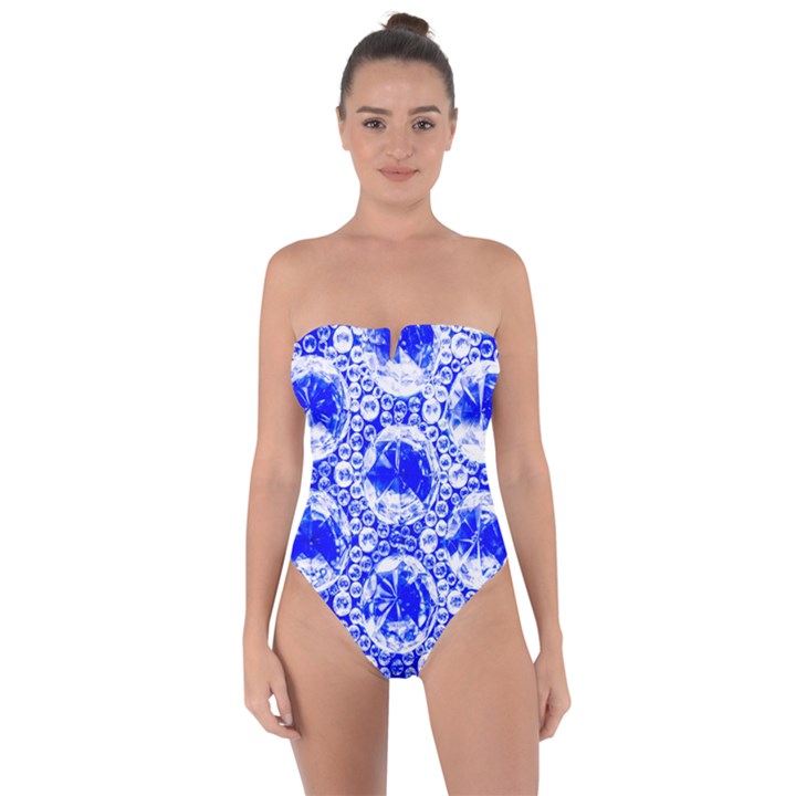 Cut Glass Beads Tie Back One Piece Swimsuit