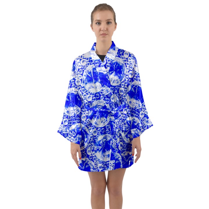 Cut Glass Beads Long Sleeve Satin Kimono