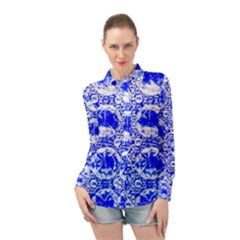 Cut Glass Beads Long Sleeve Chiffon Shirt