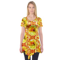 Cut Glass Beads Short Sleeve Tunic 