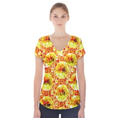 Cut Glass Beads Short Sleeve Front Detail Top by essentialimage