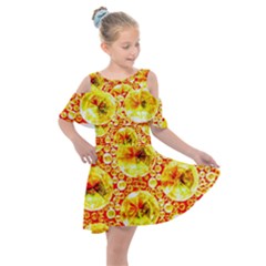 Cut Glass Beads Kids  Shoulder Cutout Chiffon Dress by essentialimage