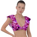 Cut Glass Beads Plunge Frill Sleeve Bikini Top View1