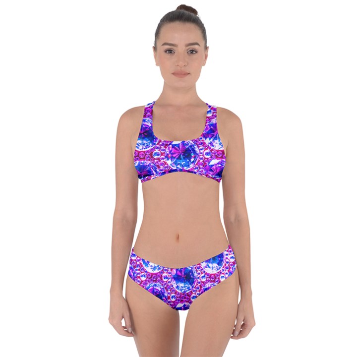 Cut Glass Beads Criss Cross Bikini Set