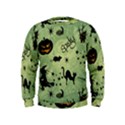 Funny Halloween Pattern With Witch, Cat And Pumpkin Kids  Sweatshirt View1