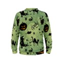 Funny Halloween Pattern With Witch, Cat And Pumpkin Kids  Sweatshirt View2