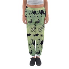 Funny Halloween Pattern With Witch, Cat And Pumpkin Women s Jogger Sweatpants by FantasyWorld7