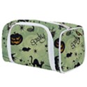 Funny Halloween Pattern With Witch, Cat And Pumpkin Toiletries Pouch View1