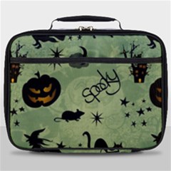 Funny Halloween Pattern With Witch, Cat And Pumpkin Full Print Lunch Bag by FantasyWorld7