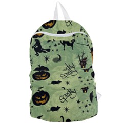 Funny Halloween Pattern With Witch, Cat And Pumpkin Foldable Lightweight Backpack by FantasyWorld7