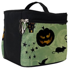 Funny Halloween Pattern With Witch, Cat And Pumpkin Make Up Travel Bag (big) by FantasyWorld7