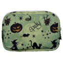 Funny Halloween Pattern With Witch, Cat And Pumpkin Make Up Pouch (Small) View2