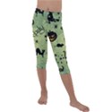 Funny Halloween Pattern With Witch, Cat And Pumpkin Kids  Lightweight Velour Capri Leggings  View1