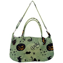 Funny Halloween Pattern With Witch, Cat And Pumpkin Removal Strap Handbag by FantasyWorld7