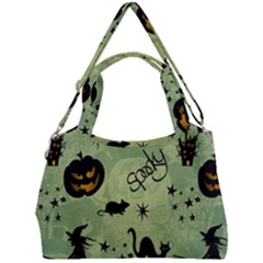 Funny Halloween Pattern With Witch, Cat And Pumpkin Double Compartment Shoulder Bag by FantasyWorld7