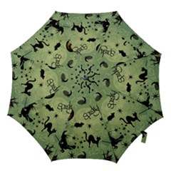 Funny Halloween Pattern With Witch, Cat And Pumpkin Hook Handle Umbrellas (large) by FantasyWorld7