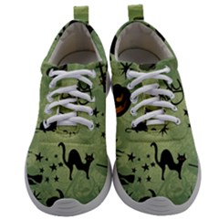 Funny Halloween Pattern With Witch, Cat And Pumpkin Mens Athletic Shoes