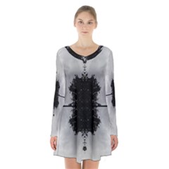 Cloud Island With A Horizon So Clear Long Sleeve Velvet V-neck Dress by pepitasart