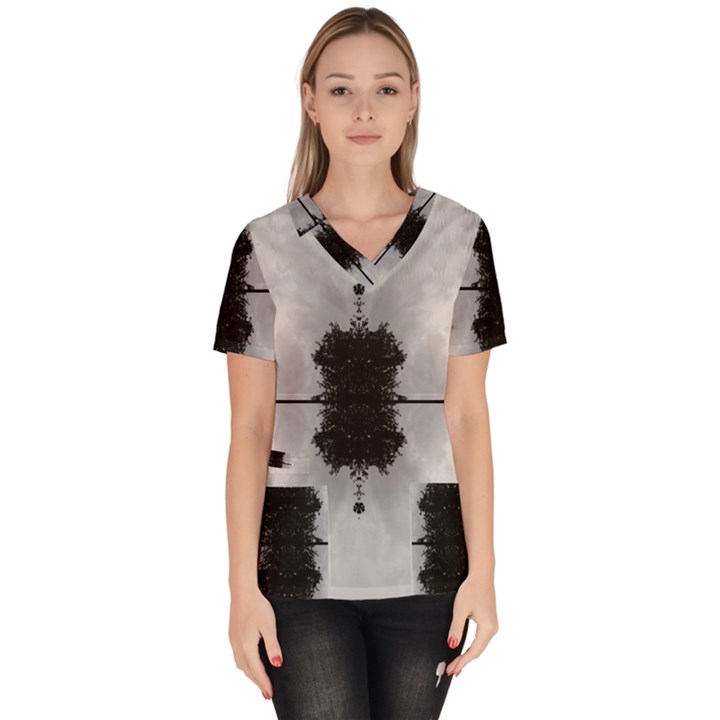 Cloud Island With A Horizon So Clear Women s V-Neck Scrub Top