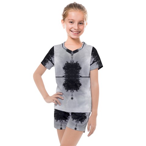 Cloud Island With A Horizon So Clear Kids  Mesh Tee And Shorts Set by pepitasart