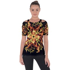 Ablaze Shoulder Cut Out Short Sleeve Top by litana