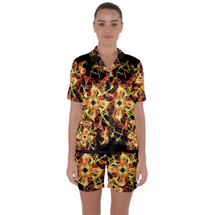 Ablaze Satin Short Sleeve Pyjamas Set