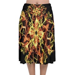 Ablaze Velvet Flared Midi Skirt by litana