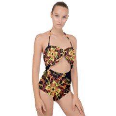 Ablaze Scallop Top Cut Out Swimsuit by litana