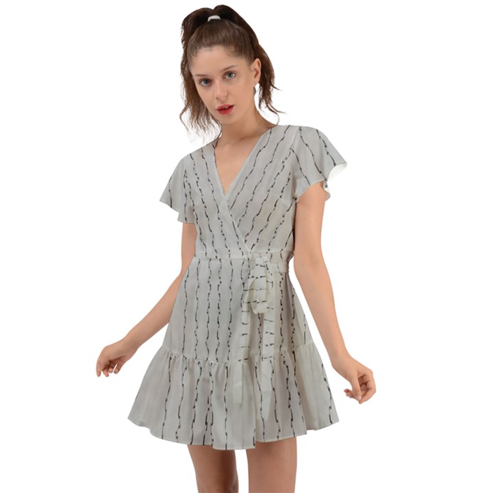 Clouds And More Clouds Flutter Sleeve Wrap Dress