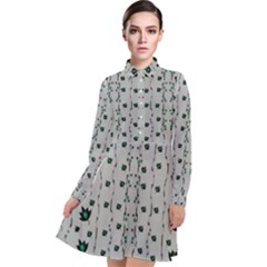 Leafs Clouds And Drawing Long Sleeve Chiffon Shirt Dress by pepitasart