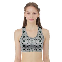 Leafs Clouds And Drawing Sports Bra With Border by pepitasart