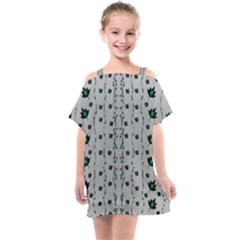 Leafs Clouds And Drawing Kids  One Piece Chiffon Dress