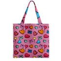 Candy Pattern Zipper Grocery Tote Bag View2