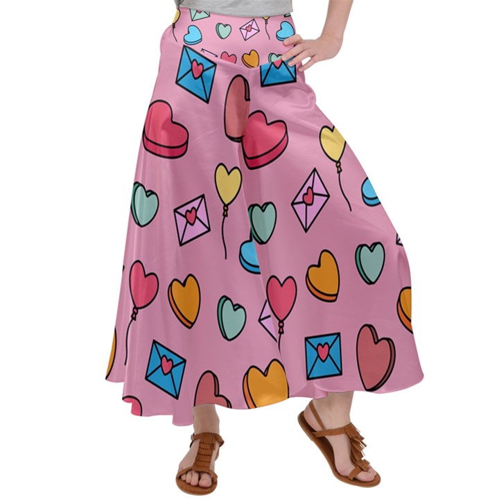 Candy Pattern Satin Palazzo Pants