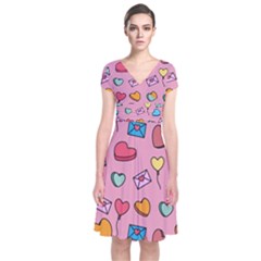 Candy Pattern Short Sleeve Front Wrap Dress by Sobalvarro